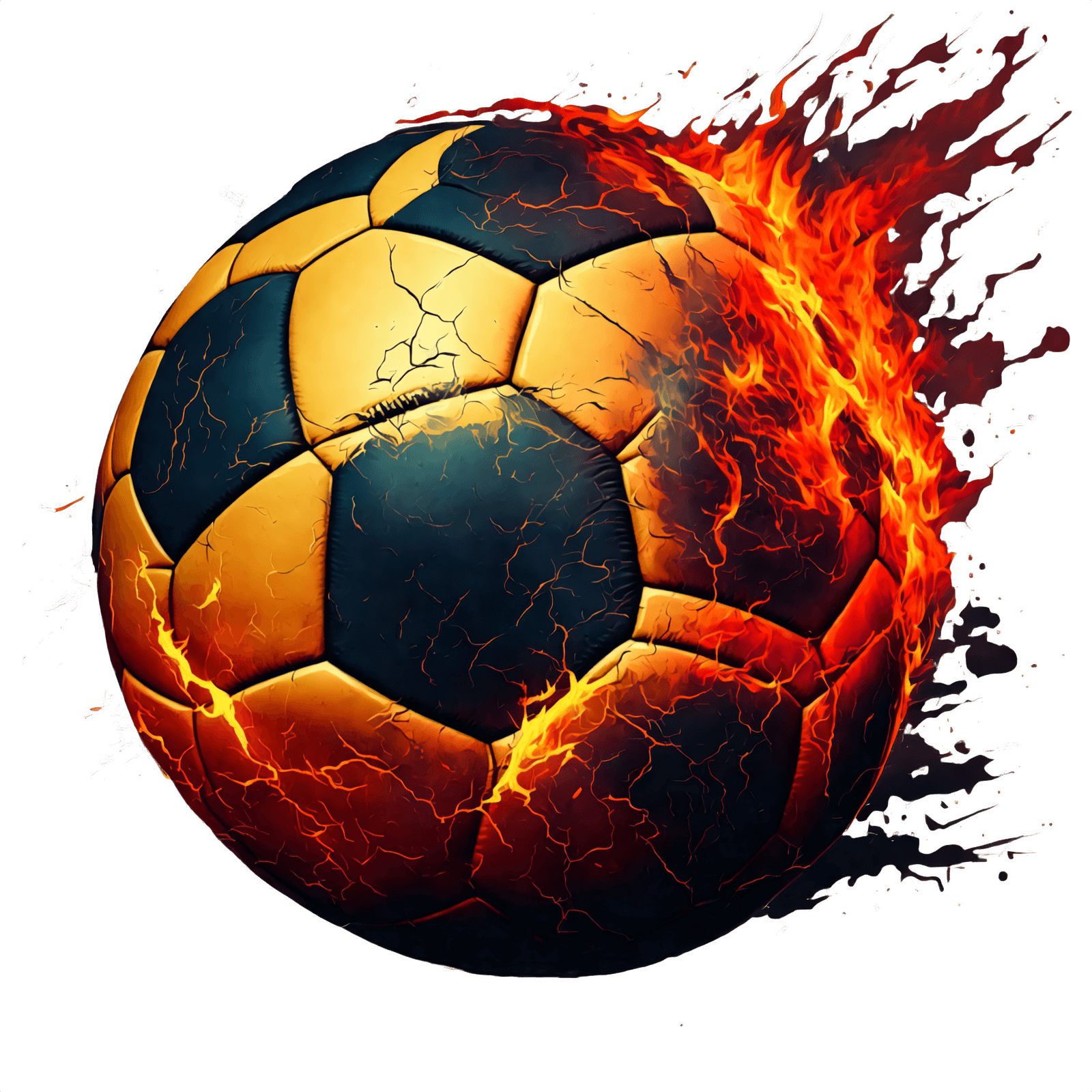 Ballon de foot en feu